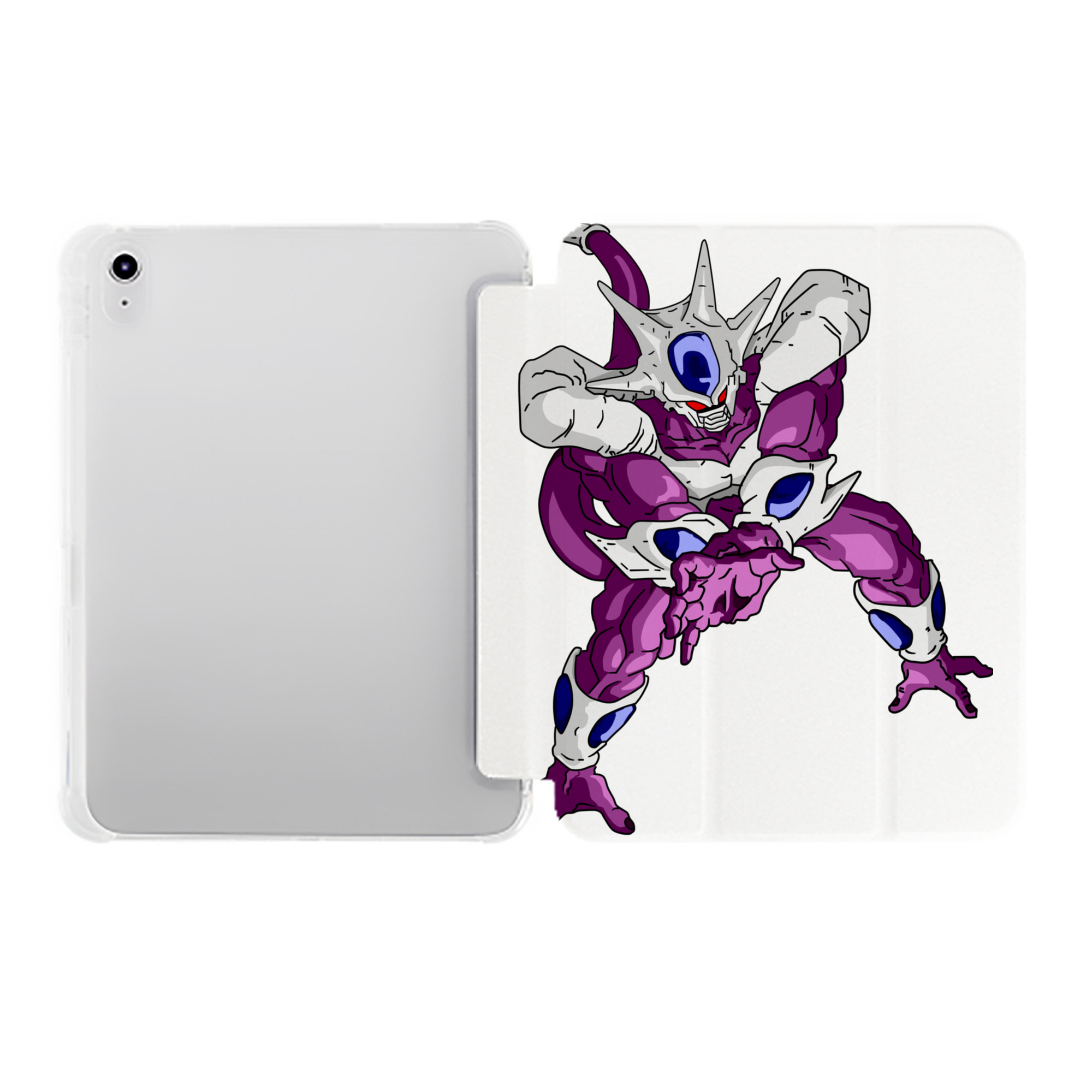（画像用） ドラゴンボール クウラ DRAGON BALL Cooler Coora IPad ケース ペン収納付き 三つ折りスタンド PUレザー×シリコン 対応機種9.5/10.5/10.9インチ